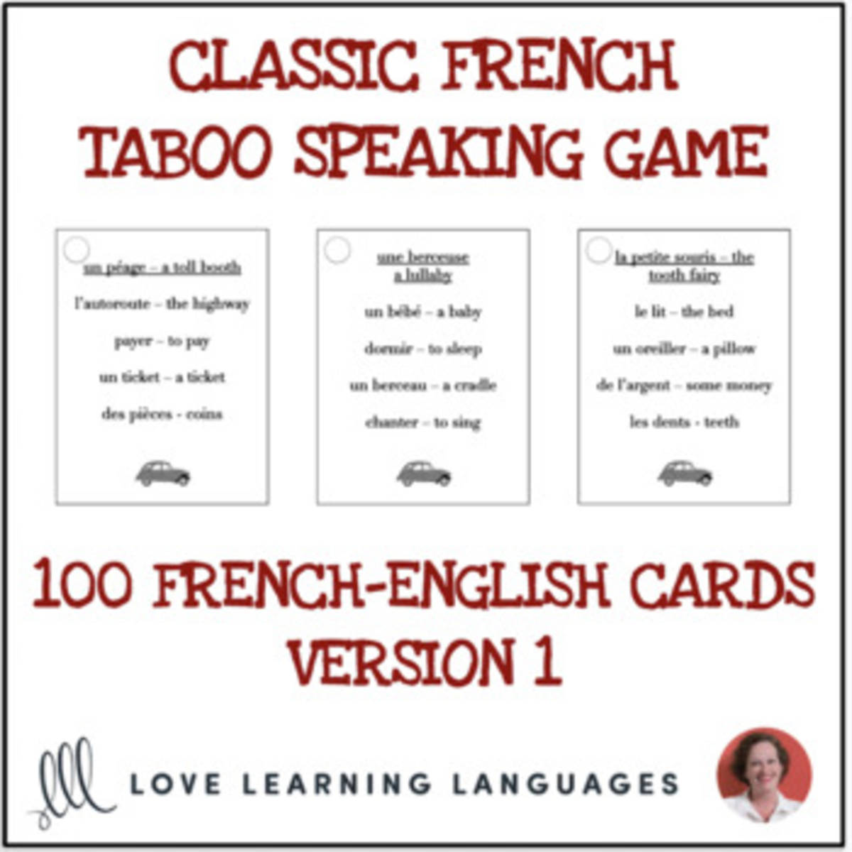 An educational teaching resource from Love Learning Languages entitled French Taboo Speaking Game - Version 1 - Jeu de Tabou en Français downloadable at Teach Simple.