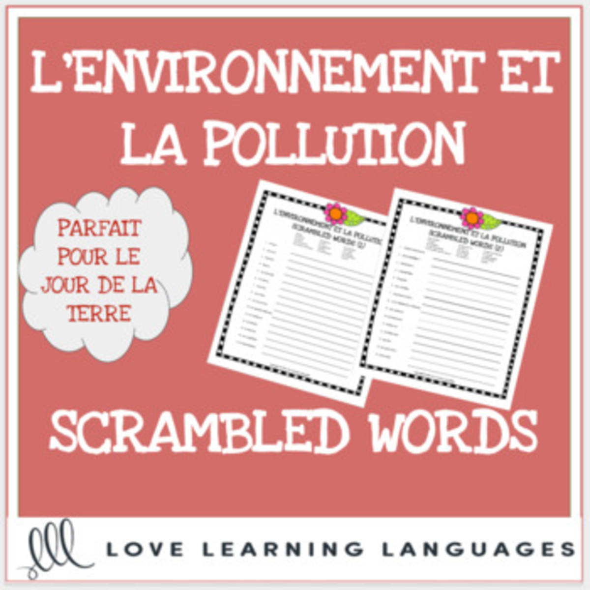 An educational teaching resource from Love Learning Languages entitled French: The Environment and Pollution - Scrambled Words downloadable at Teach Simple.