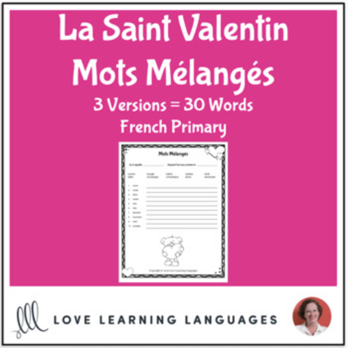 An educational teaching resource from Love Learning Languages entitled French: Valentine's Day Scrambled Words downloadable at Teach Simple.