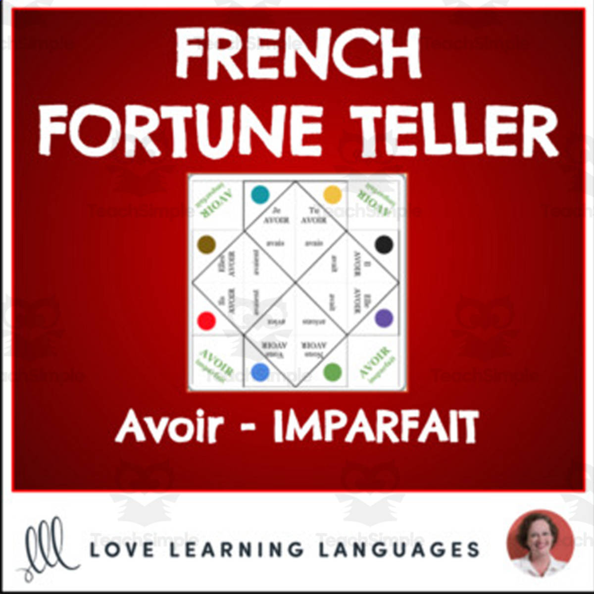 An educational teaching resource from Love Learning Languages entitled French Verb AVOIR - IMPERFECT TENSE - Fortune Tellers downloadable at Teach Simple.