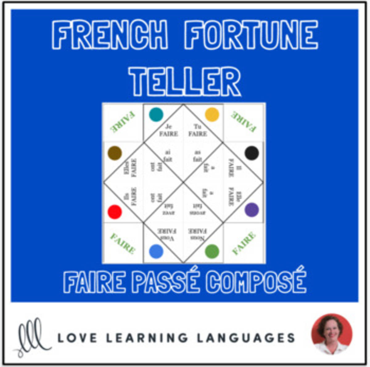 An educational teaching resource from Love Learning Languages entitled French Verb FAIRE - PASSE COMPOSE - Fortune Tellers downloadable at Teach Simple.