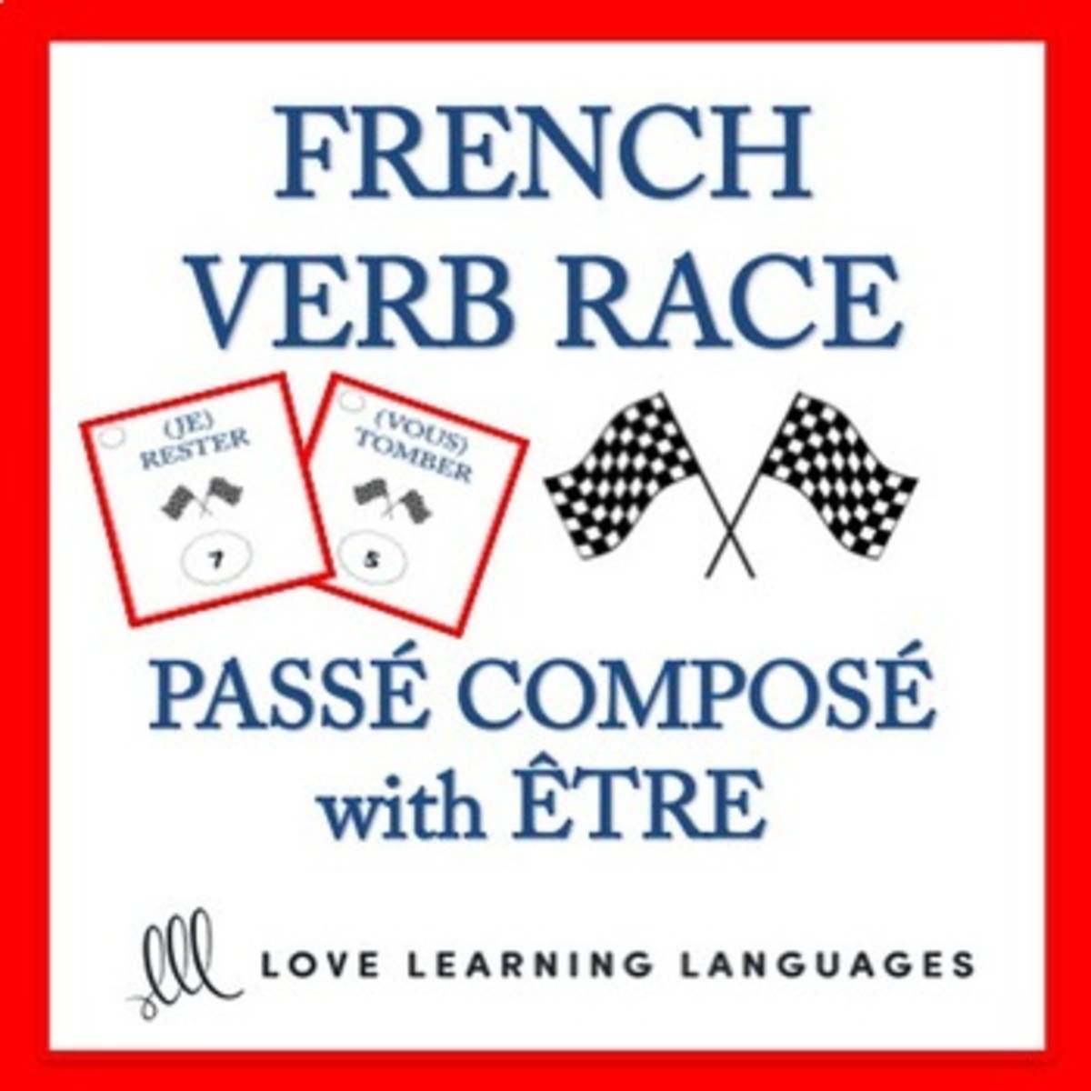 An educational teaching resource from Love Learning Languages entitled French: Verb Race Game - Perfect Tense: To be Task Cards downloadable at Teach Simple.
