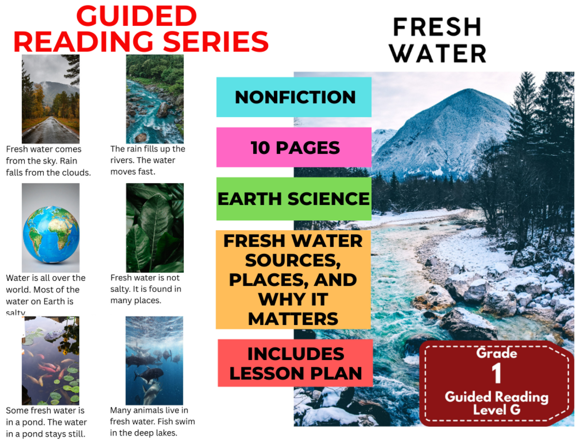 An educational teaching resource from Cored Education entitled Fresh Water: Guided Reading Level G with Lesson Plan downloadable at Teach Simple.