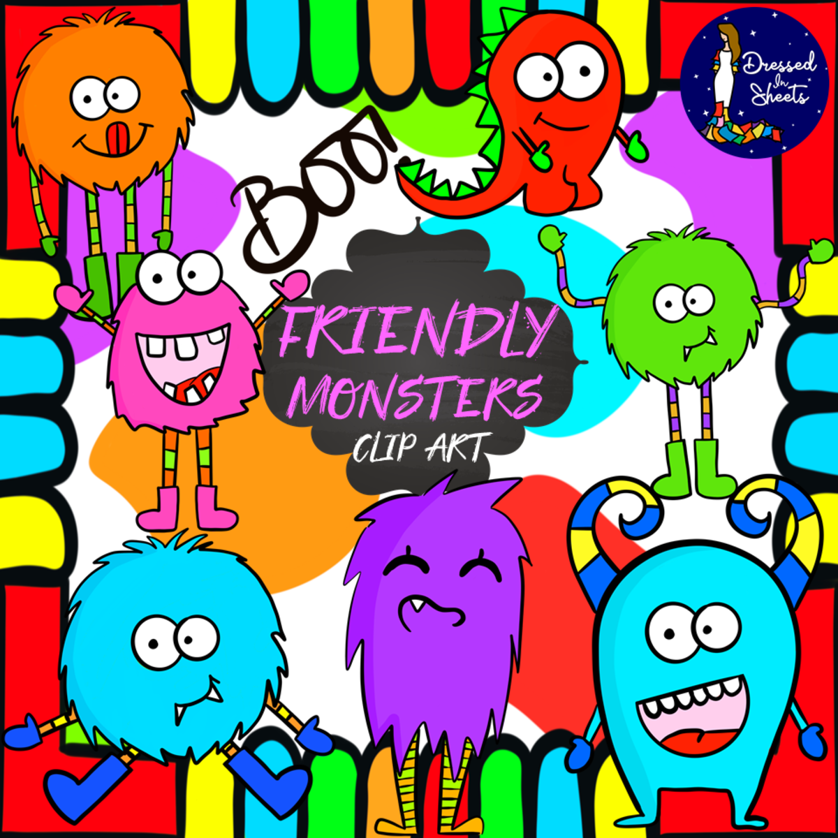 An educational teaching resource from Soumara Siddiqui entitled Friendly Monsters Clip Art downloadable at Teach Simple.