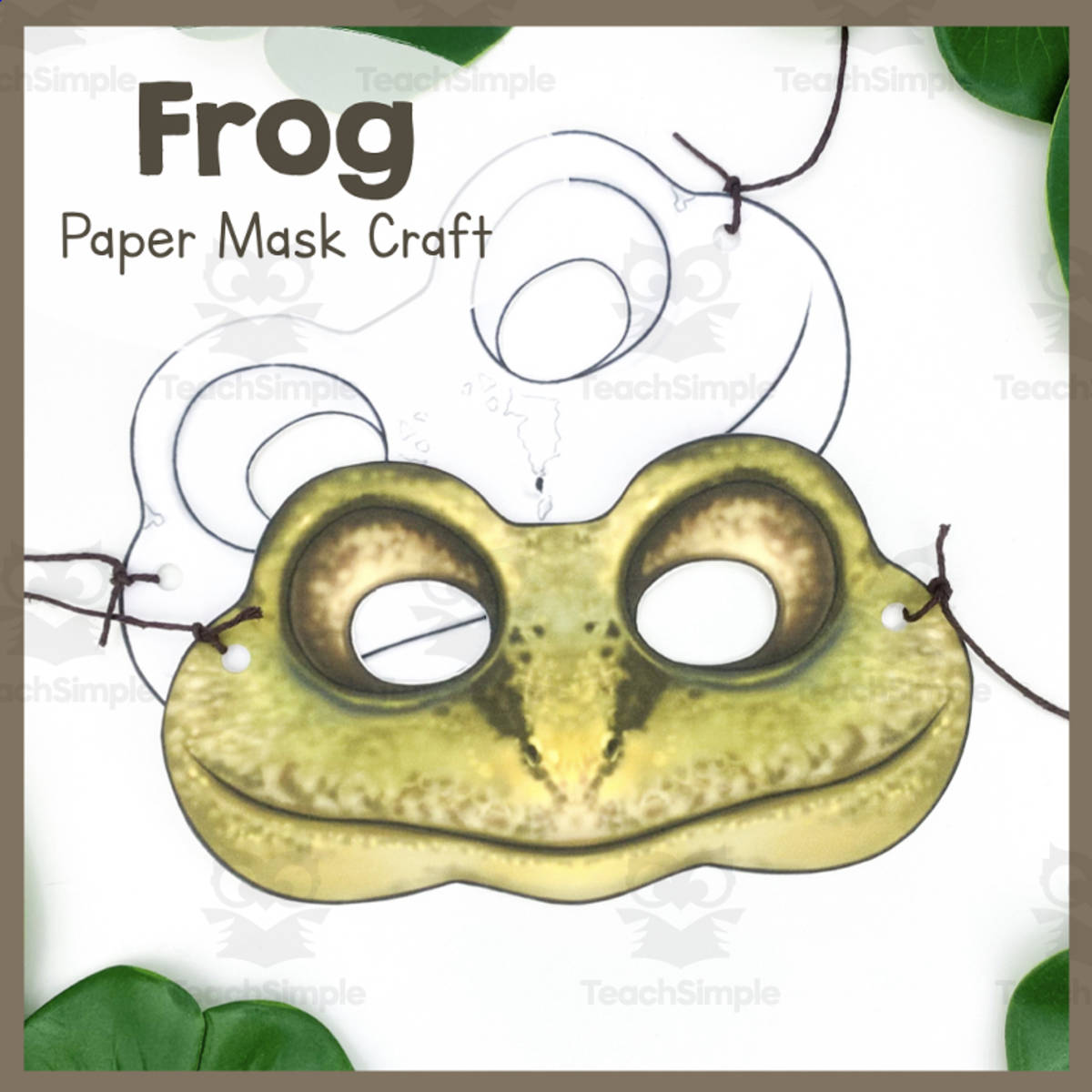 An educational teaching resource from Simply Schoolgirl entitled Frog Paper Mask – Printable Animal Craft downloadable at Teach Simple.