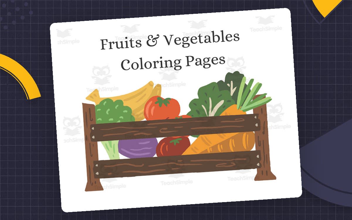 An educational teaching resource from More Than Just Reading entitled Fruits + Vegetables Coloring Pages downloadable at Teach Simple.