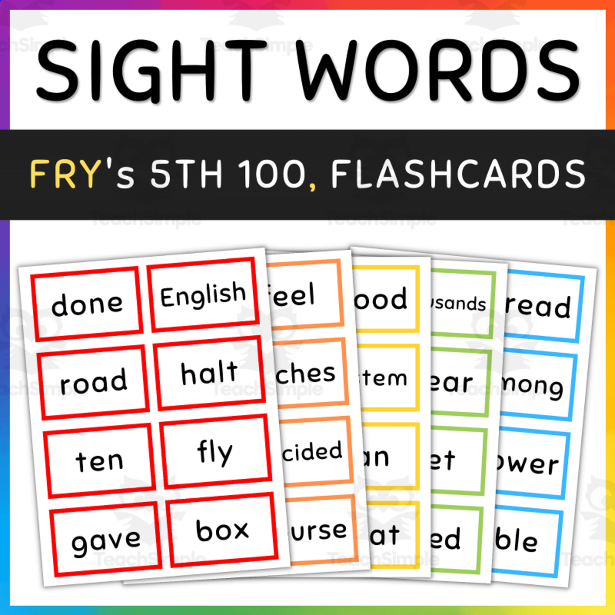 An educational teaching resource from TeacherYouWant entitled Fry Sight Words, Fifth Hundred, 401-500, [SET 1] downloadable at Teach Simple.