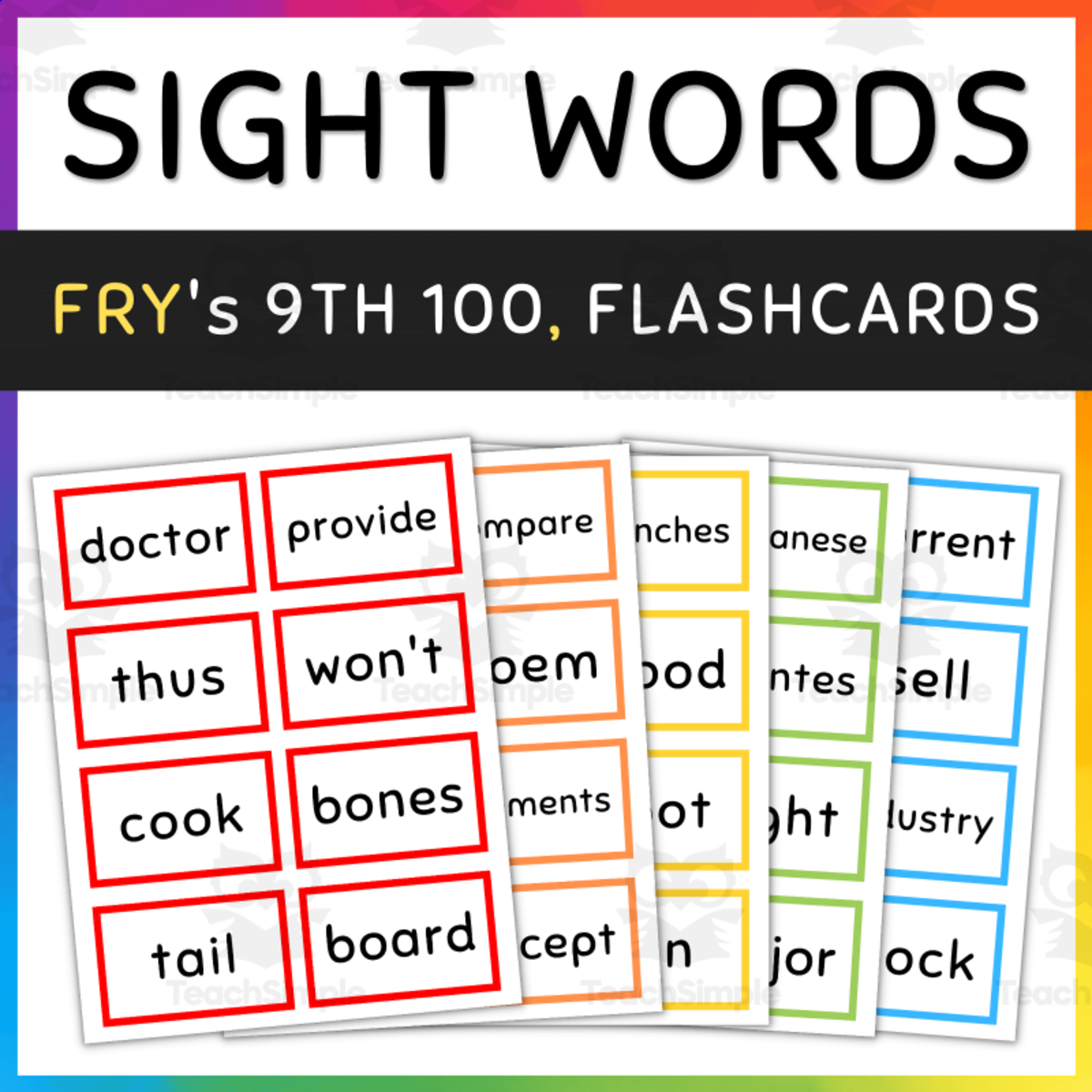 An educational teaching resource from TeacherYouWant entitled Fry Sight Words, Ninth Hundred, 801-900, [SET 1] downloadable at Teach Simple.