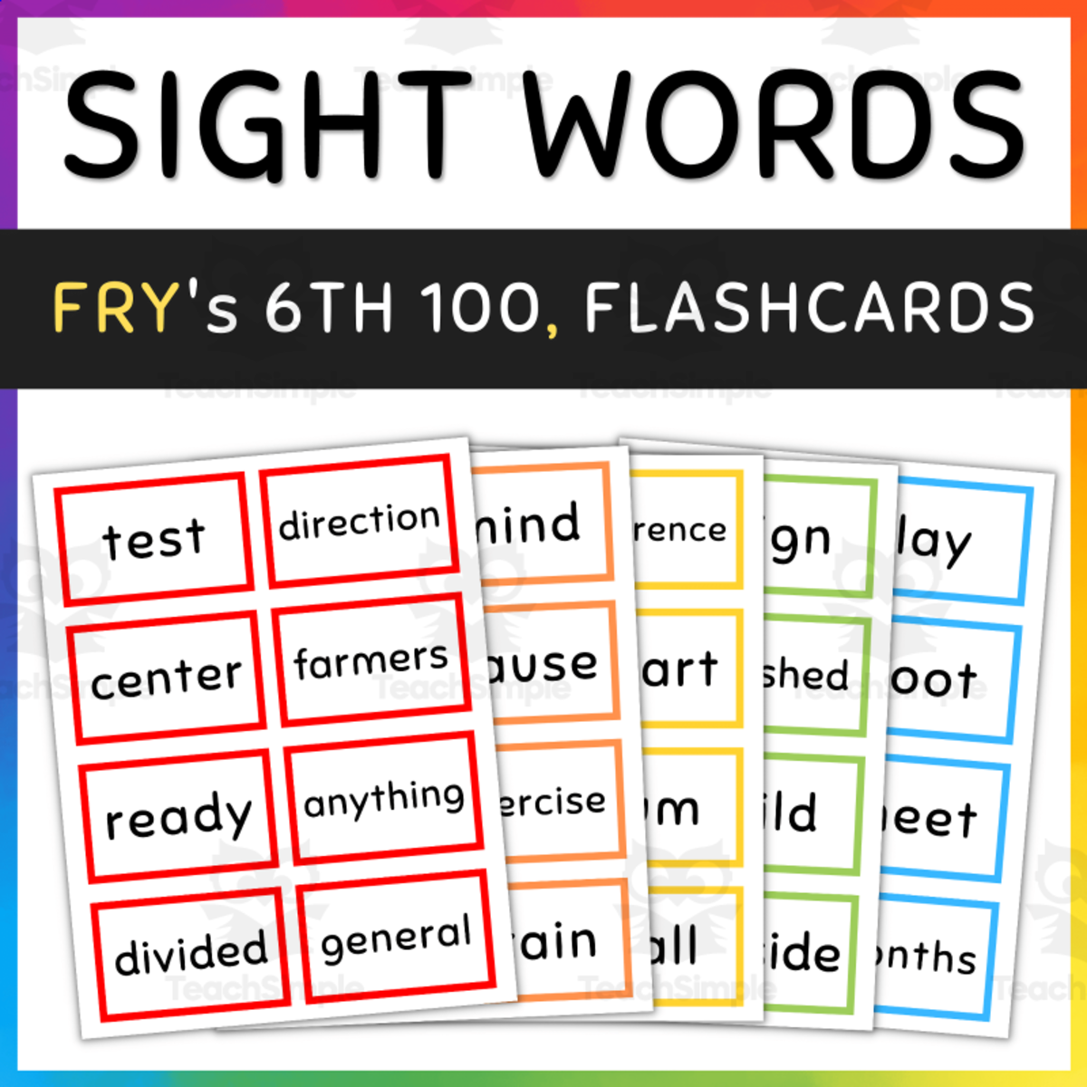 An educational teaching resource from TeacherYouWant entitled Fry Sight Words, Sixth Hundred, 501-600, [SET 1] downloadable at Teach Simple.