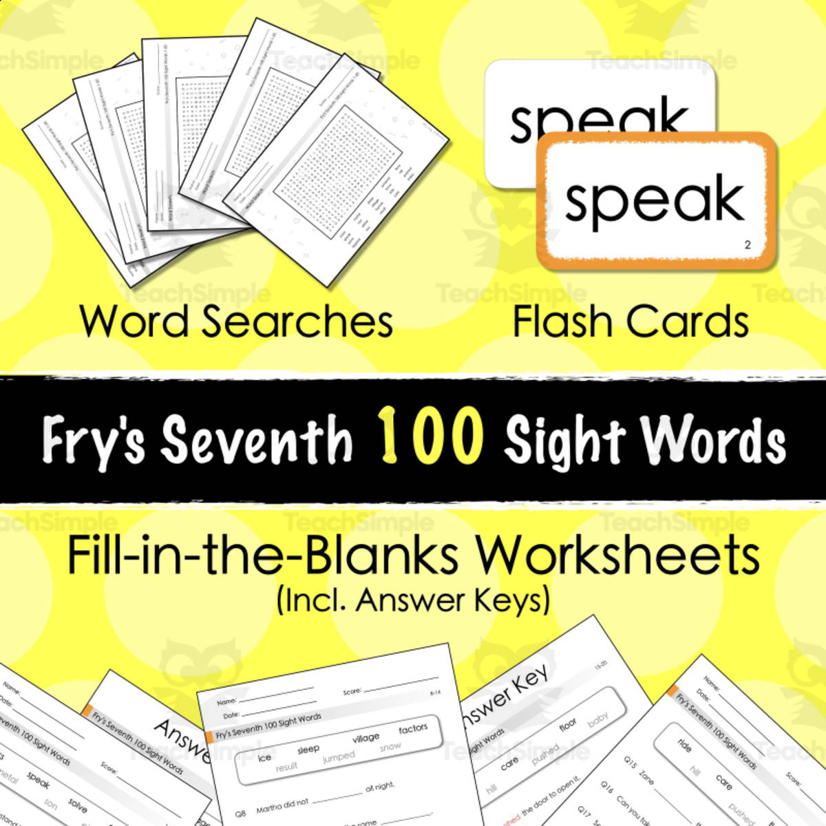 An educational teaching resource from Tom's Talk entitled Fry's Seventh 100 Sight Words Fill-in-the-Blanks downloadable at Teach Simple.