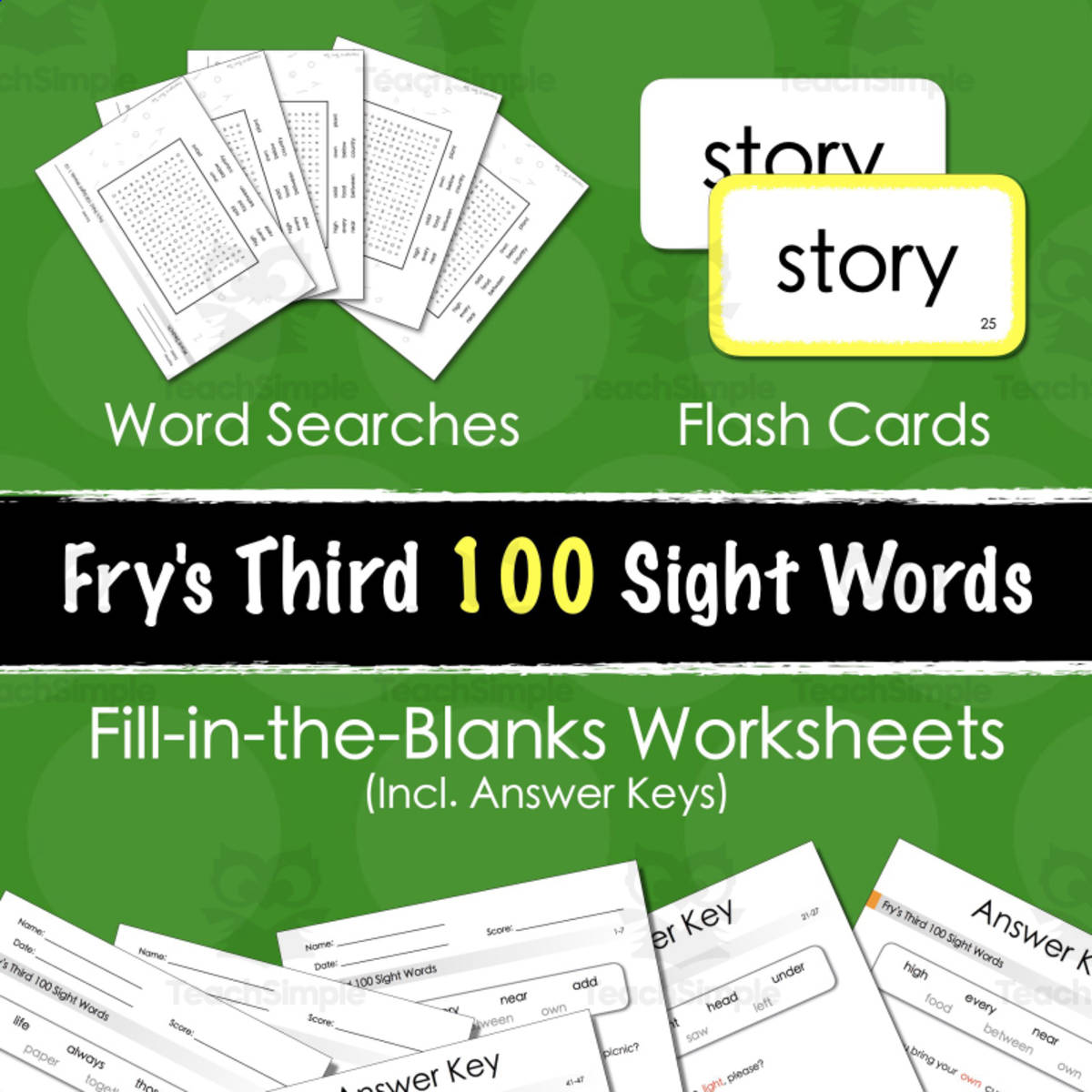 An educational teaching resource from Tom's Talk entitled Fry's Third 100 Sight Words Fill-in-the-Blanks downloadable at Teach Simple.