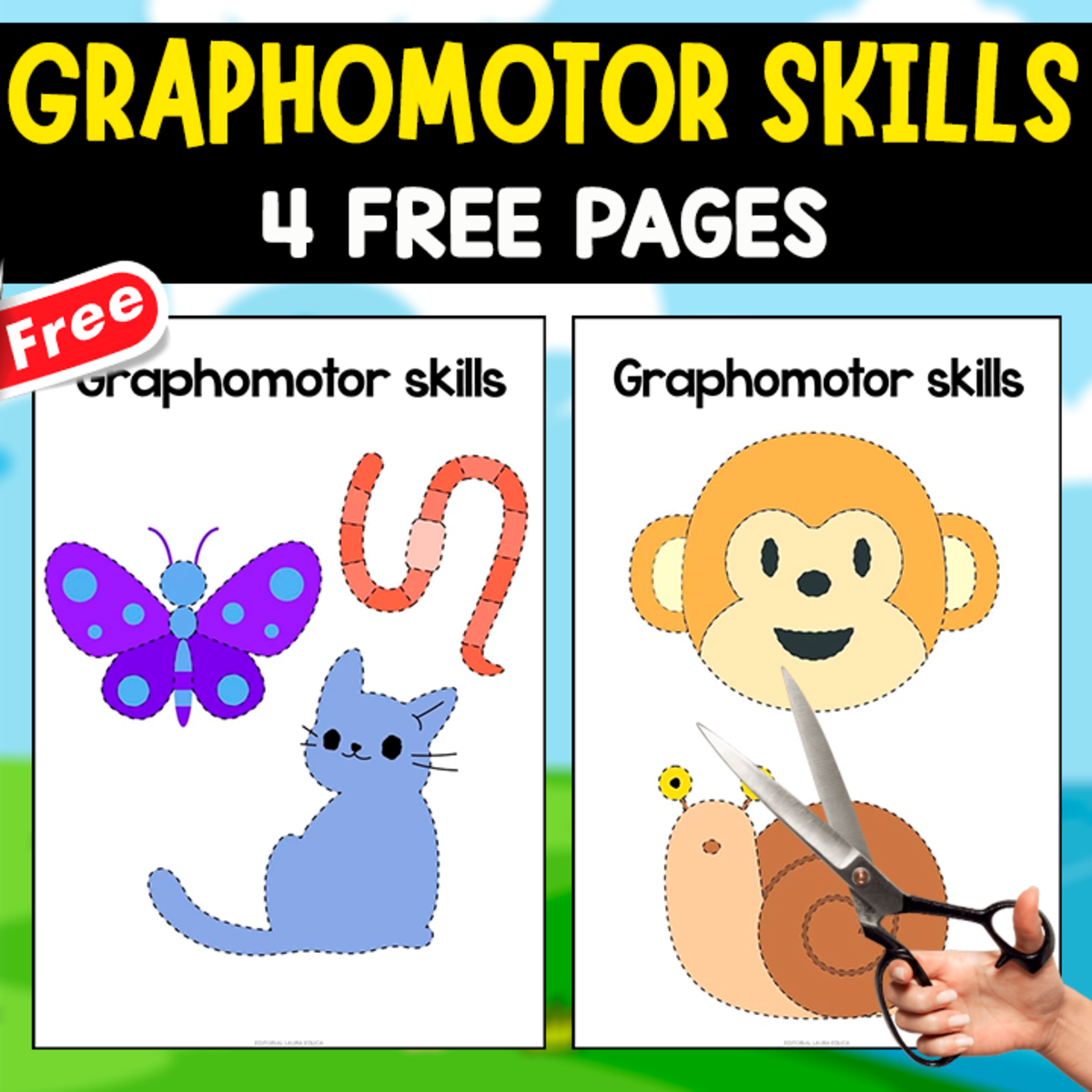 An educational teaching resource from EDITORIAL LAURA EDUCA entitled FUN CUTTING ACTIVITY | FOR KIDS | 4 PAGES downloadable at Teach Simple.