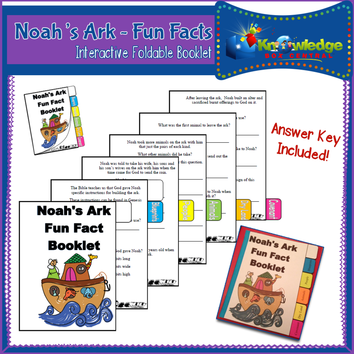 An educational teaching resource from Knowledge Box Central entitled Fun Facts: Noah's Ark Interactive Foldable Booklet - EBOOK downloadable at Teach Simple.