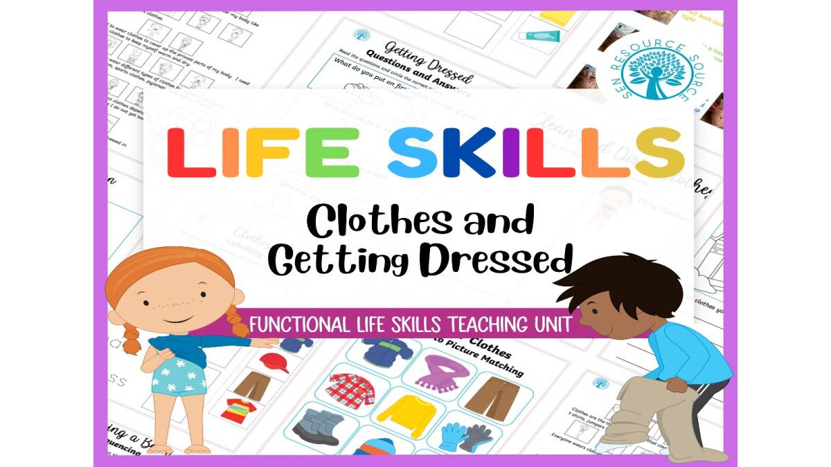 An educational teaching resource from SEN Resource Source entitled Functional Life Skills - Clothes and Getting Dressed downloadable at Teach Simple.