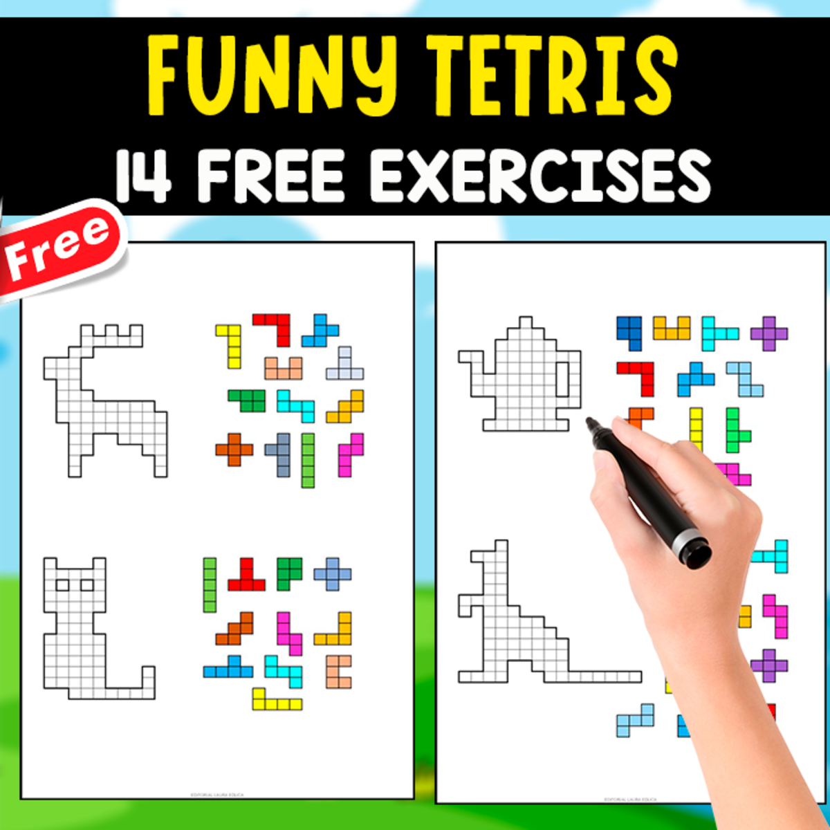 An educational teaching resource from EDITORIAL LAURA EDUCA entitled FUNNY TETRIS GAME | 14 FREE EXERCISES downloadable at Teach Simple.