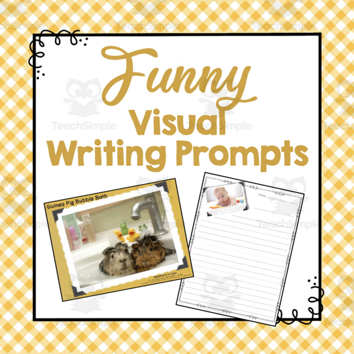 An educational teaching resource from Simply Schoolgirl entitled Funny Visual Writing Prompts | Photo Ideas | Writing Project downloadable at Teach Simple.