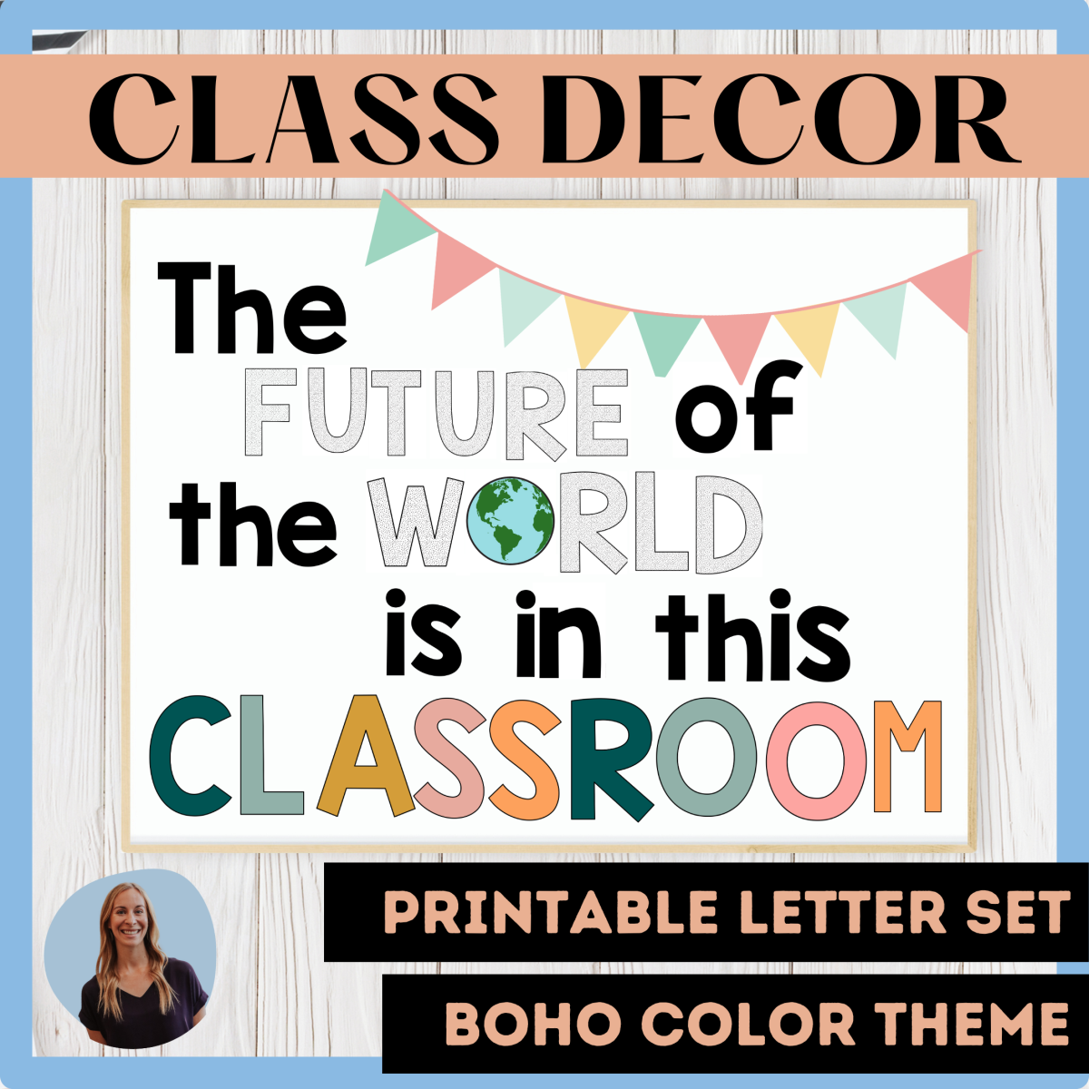 An educational teaching resource from The Language of Learning entitled Future of the World Classroom Decor Bulletin Board Display Letter Set downloadable at Teach Simple.
