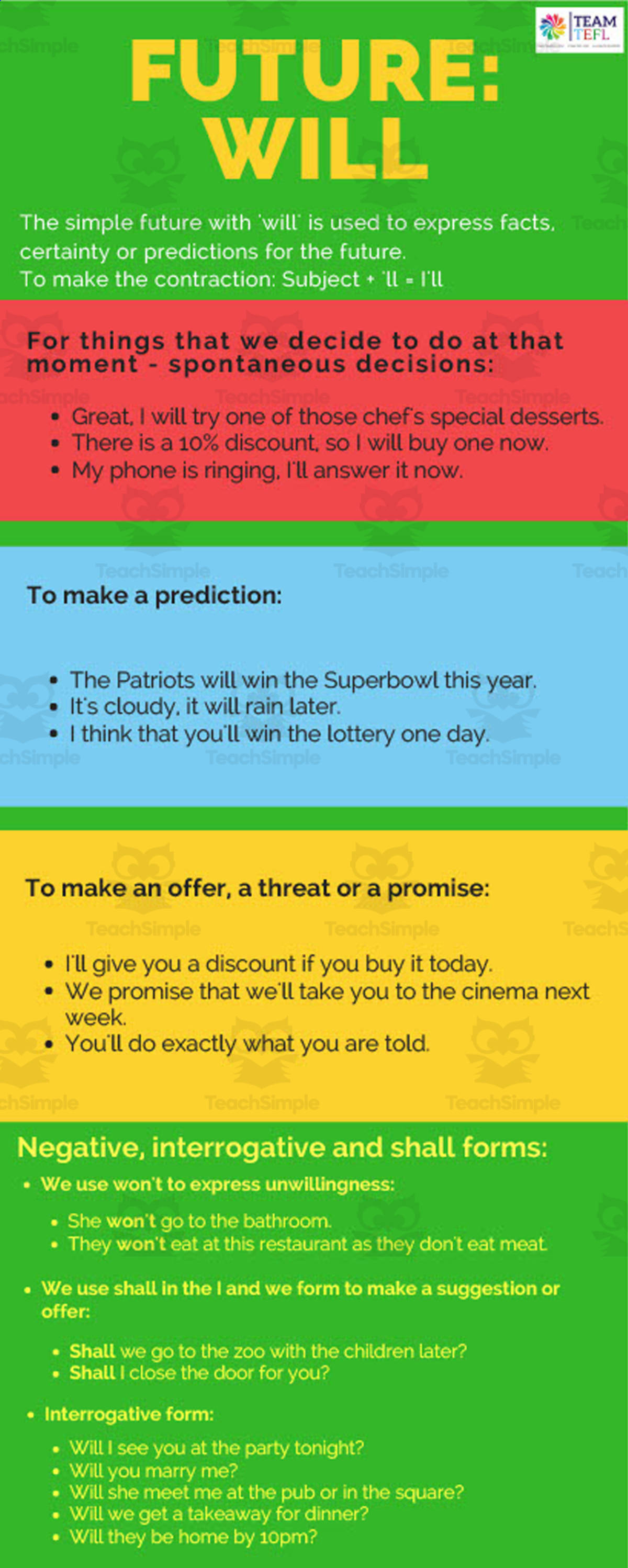 An educational teaching resource from TEAM TEFL entitled Future Tense: Will vs Going To – ESL Lesson Plan downloadable at Teach Simple.