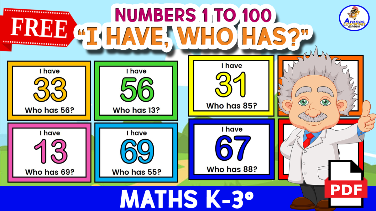 An educational teaching resource from EDITORIAL LAURA EDUCA entitled GAME "i HAVE, WHO HAS?" - Numbers 1 to 100 downloadable at Teach Simple.