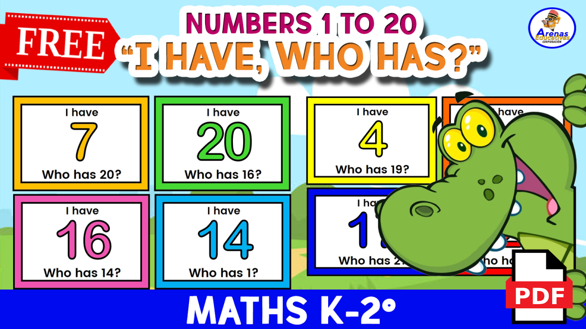 An educational teaching resource from EDITORIAL LAURA EDUCA entitled GAME "I HAVE, WHO HAS?" - Numbers 1 to 20 downloadable at Teach Simple.