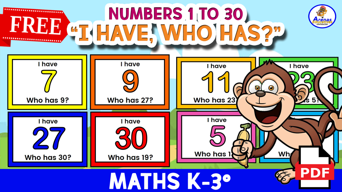 An educational teaching resource from EDITORIAL LAURA EDUCA entitled GAME "I HAVE, WHO HAS?" - Numbers 1 to 30 downloadable at Teach Simple.
