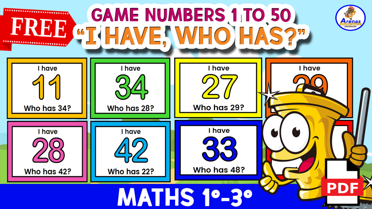 An educational teaching resource from EDITORIAL LAURA EDUCA entitled GAME "I HAVE, WHO HAS" - Numbers 1 to 50 downloadable at Teach Simple.