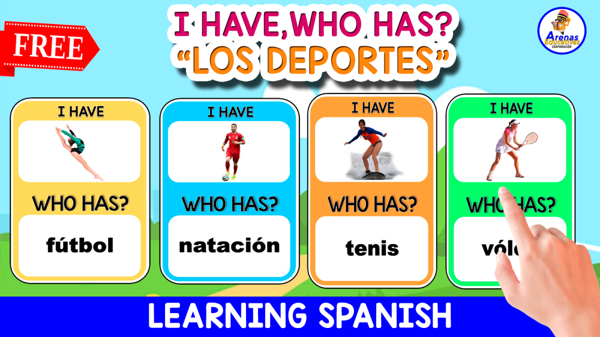An educational teaching resource from EDITORIAL LAURA EDUCA entitled GAME "I HAVE,WHO HAS?" | LOS DEPORTES downloadable at Teach Simple.