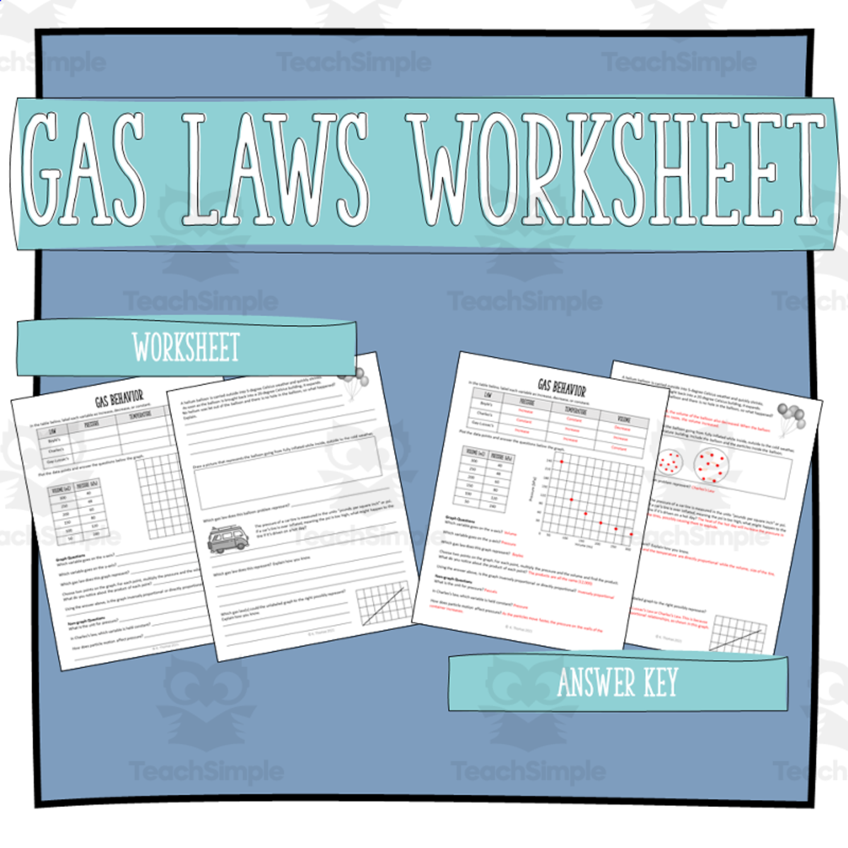 An educational teaching resource from Maude in the Middle entitled Gas Behavior Worksheet downloadable at Teach Simple.