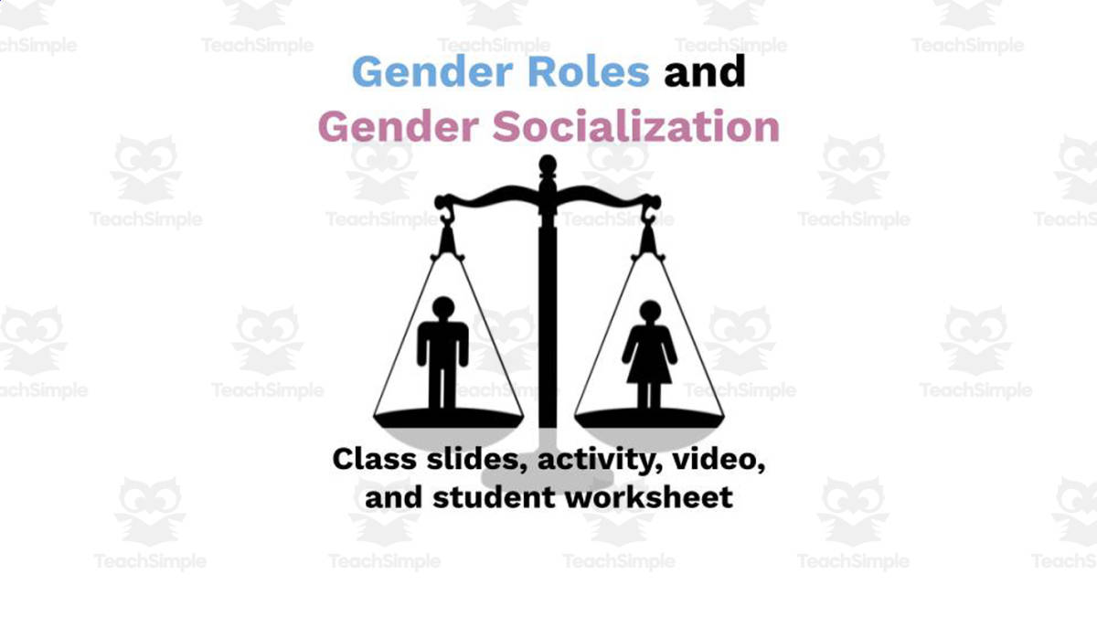 An educational teaching resource from Ed Dynamic entitled Gender Roles and Gender Socialization Slides + Guided Notes downloadable at Teach Simple.