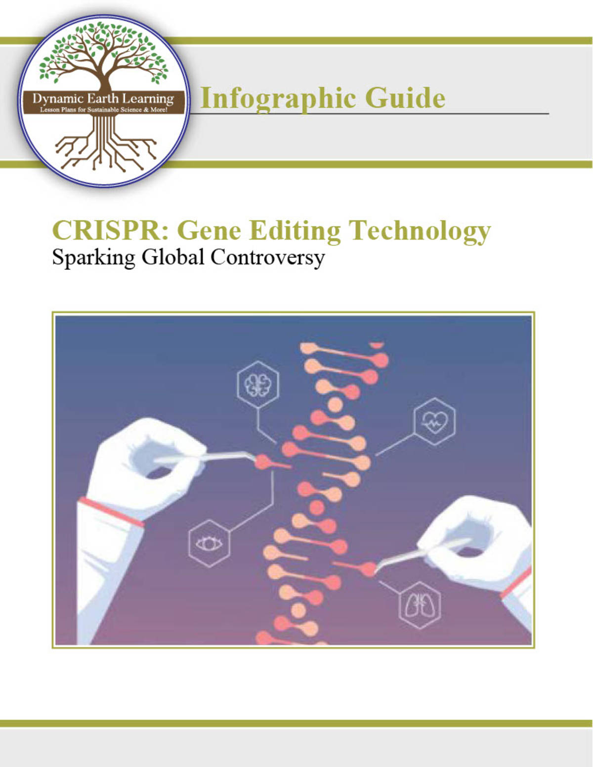 An educational teaching resource from Dynamic Earth Learning entitled Gene Engineering CRISPR - Intro to Genetics Lesson & Worksheets (Digital and Print) downloadable at Teach Simple.