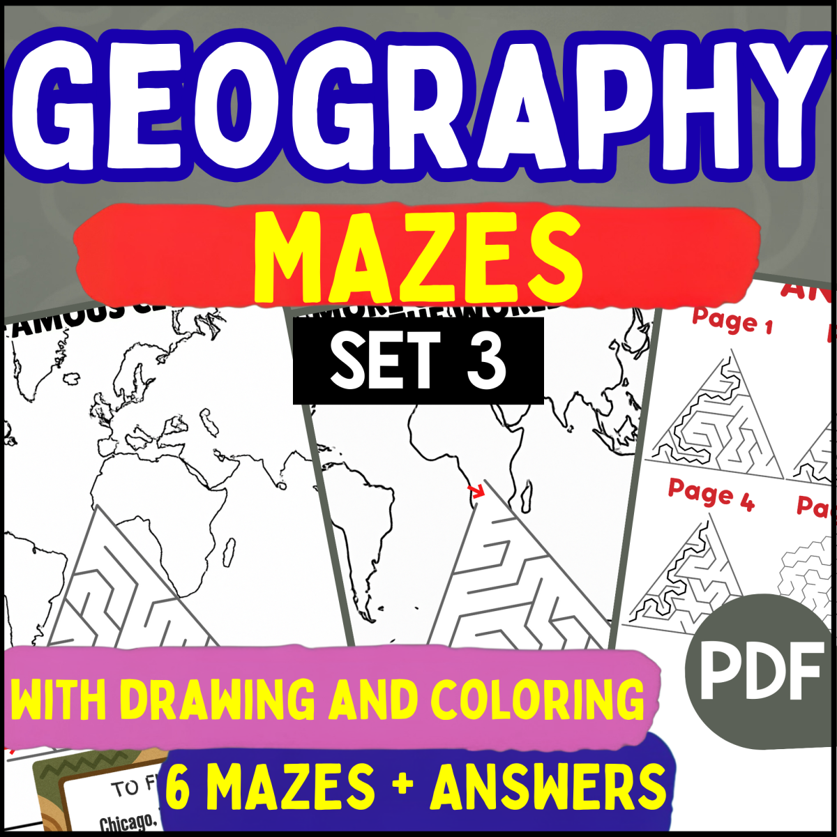 An educational teaching resource from Cored Education entitled Geography Mazes - Set 3 (PDF) downloadable at Teach Simple.