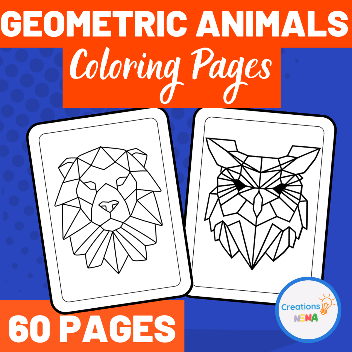 An educational teaching resource from Nena Creations entitled Geometric Animals Coloring Pages. downloadable at Teach Simple.