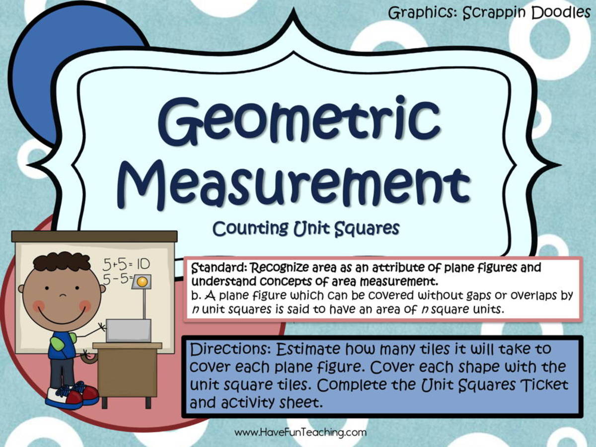 An educational teaching resource from Have Fun Teaching entitled Geometric Measurement Estimate and Count Unit Squares Activity downloadable at Teach Simple.
