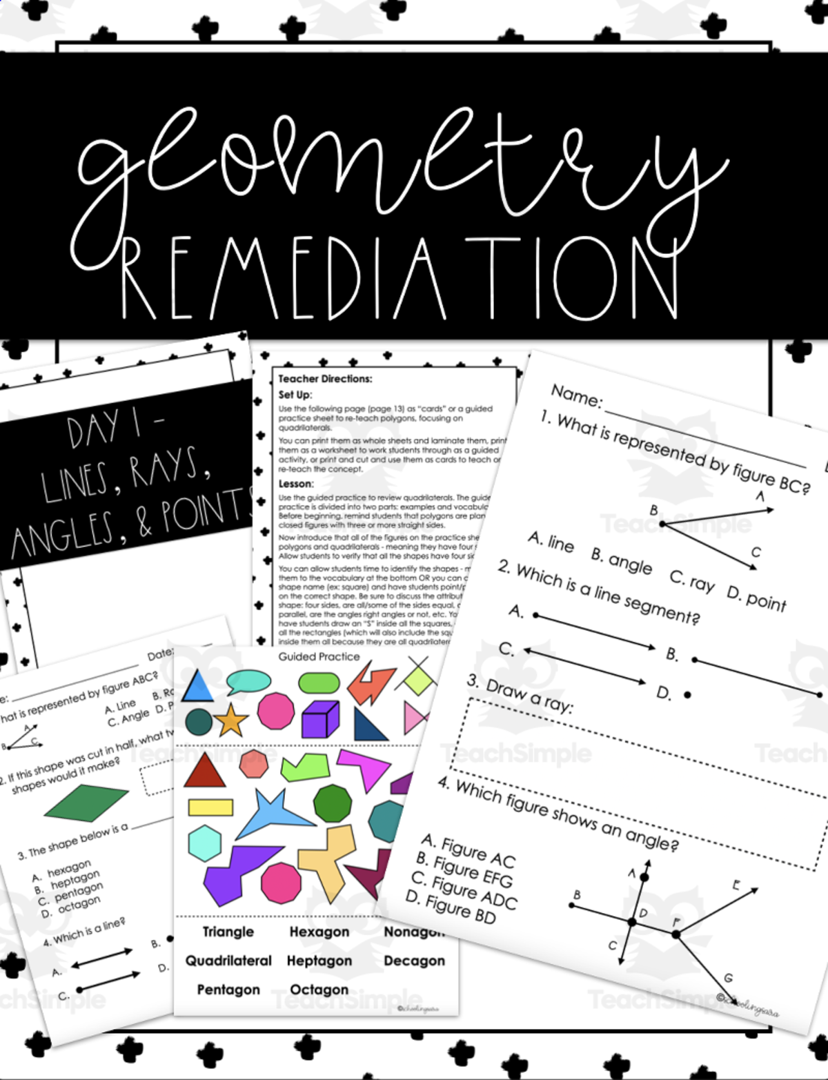 An educational teaching resource from SchoolingSara entitled Geometry 5 Day Small Group Remediation Plan (VA SOL 3.11 and 3.12) downloadable at Teach Simple.