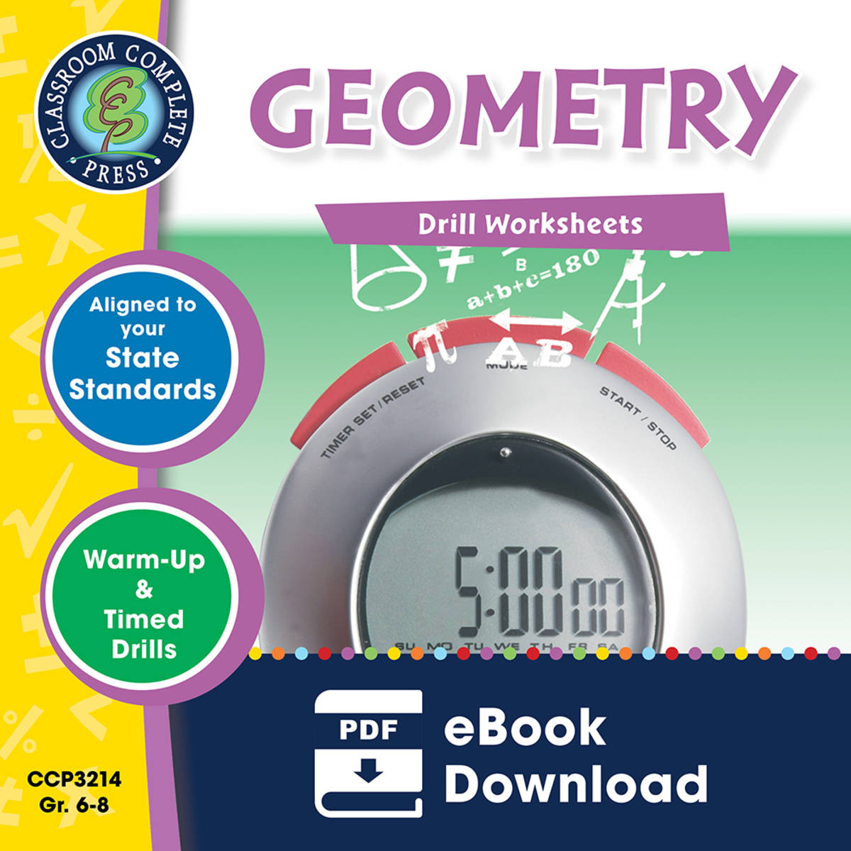 An educational teaching resource from Classroom Complete Press entitled Geometry - Drill Sheets Gr. 6-8 downloadable at Teach Simple.