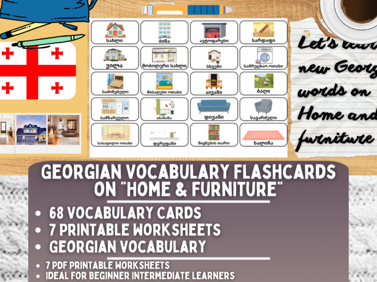 Georgian Picture Vocabulary Flashcards - Home & Furniture preview