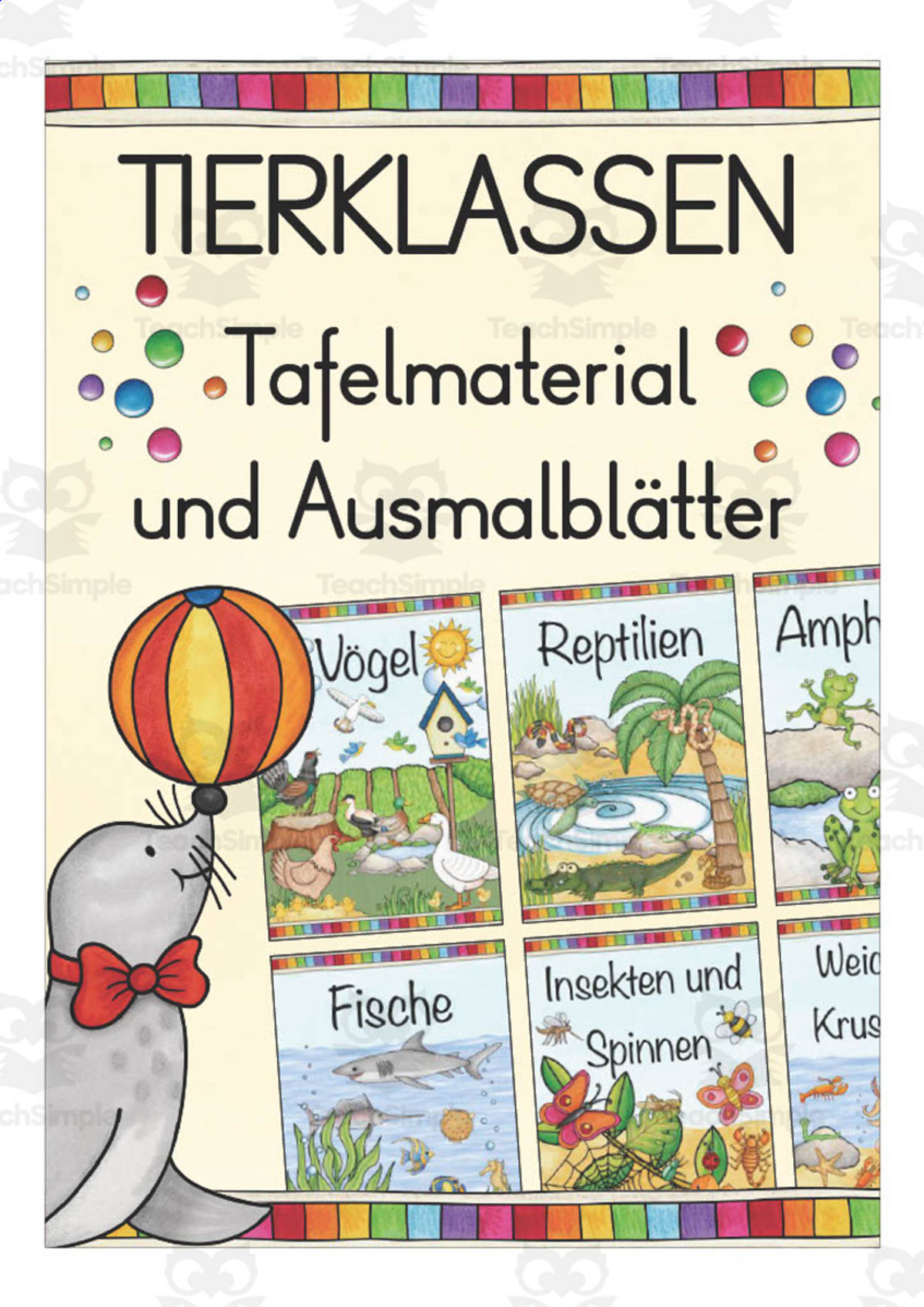 An educational teaching resource from Better Teaching Resources entitled German: Animal Classes - Table Material and Coloring Pages downloadable at Teach Simple.