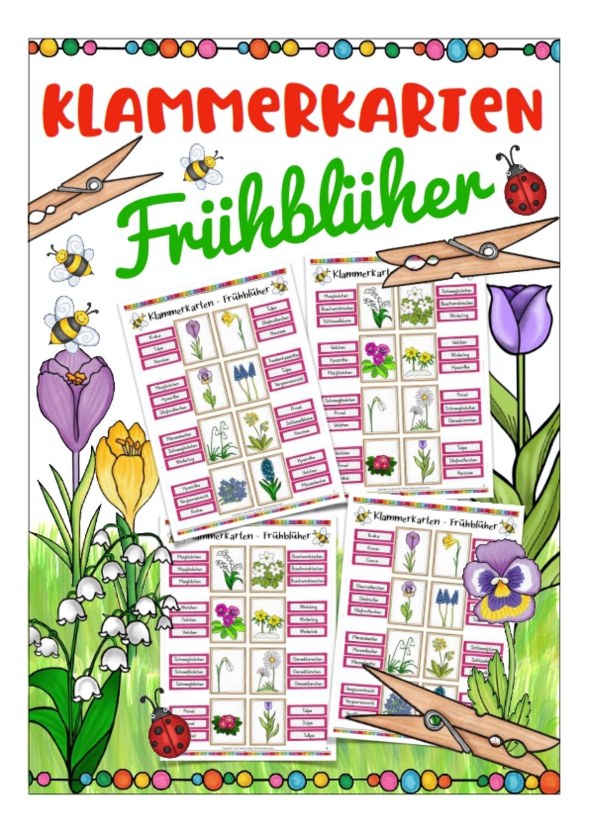 An educational teaching resource from Better Teaching Resources entitled German Clip Cards: Flowers Vocabulary downloadable at Teach Simple.