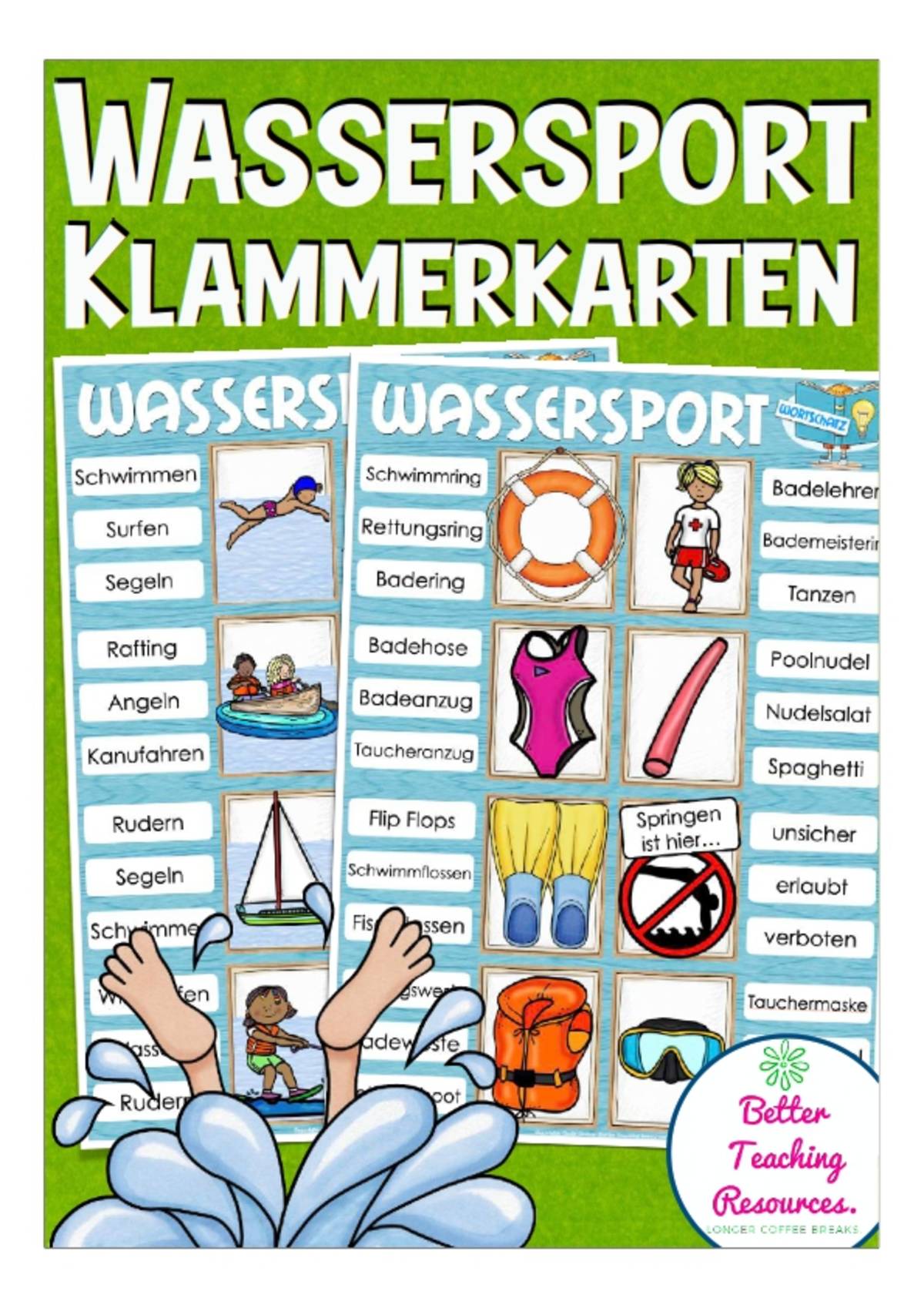 An educational teaching resource from Better Teaching Resources entitled German Clip Cards for Practicing Spelling & Vocabulary (German) downloadable at Teach Simple.