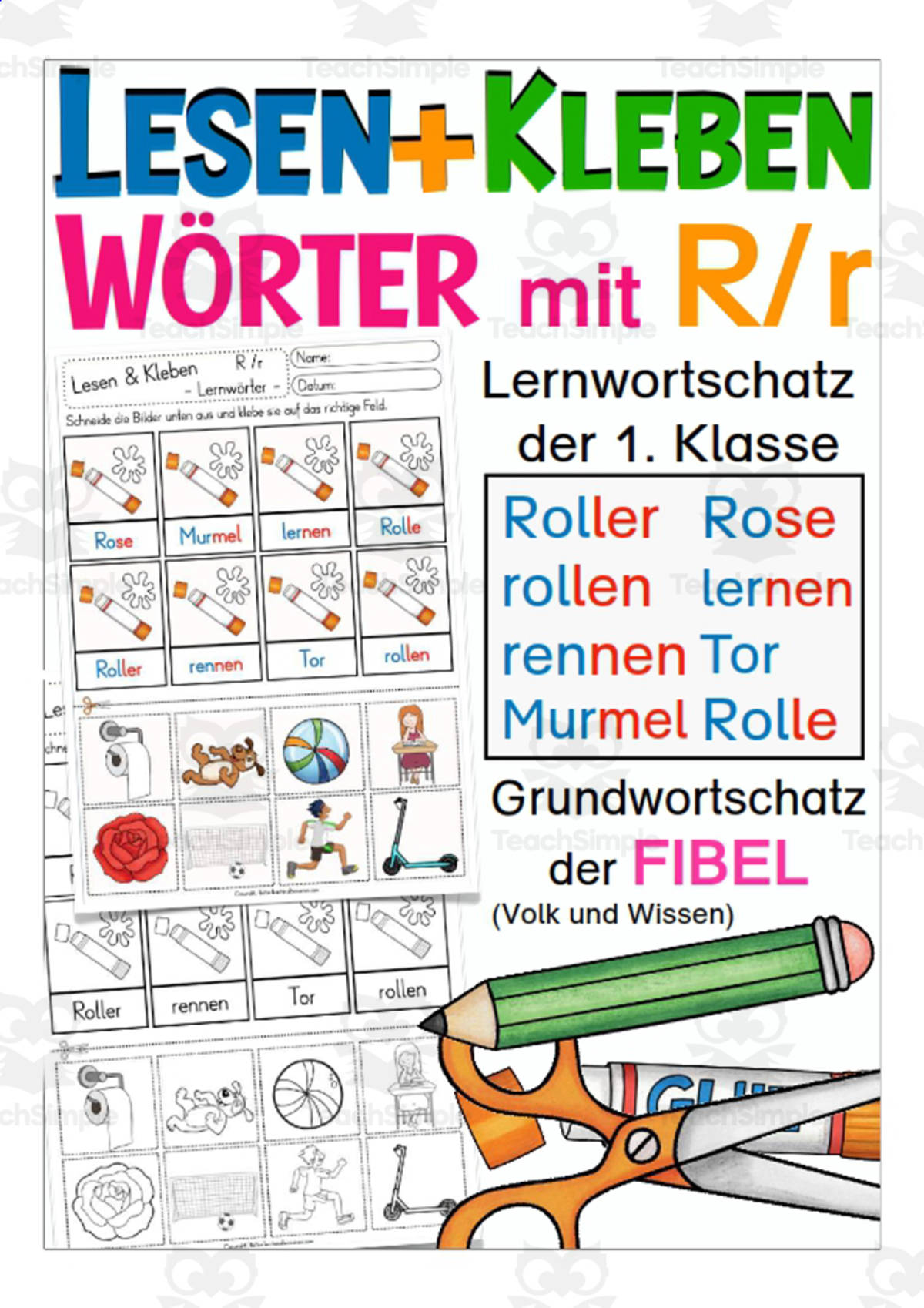An educational teaching resource from Better Teaching Resources entitled German Cut & Glue Activity: Letter R downloadable at Teach Simple.