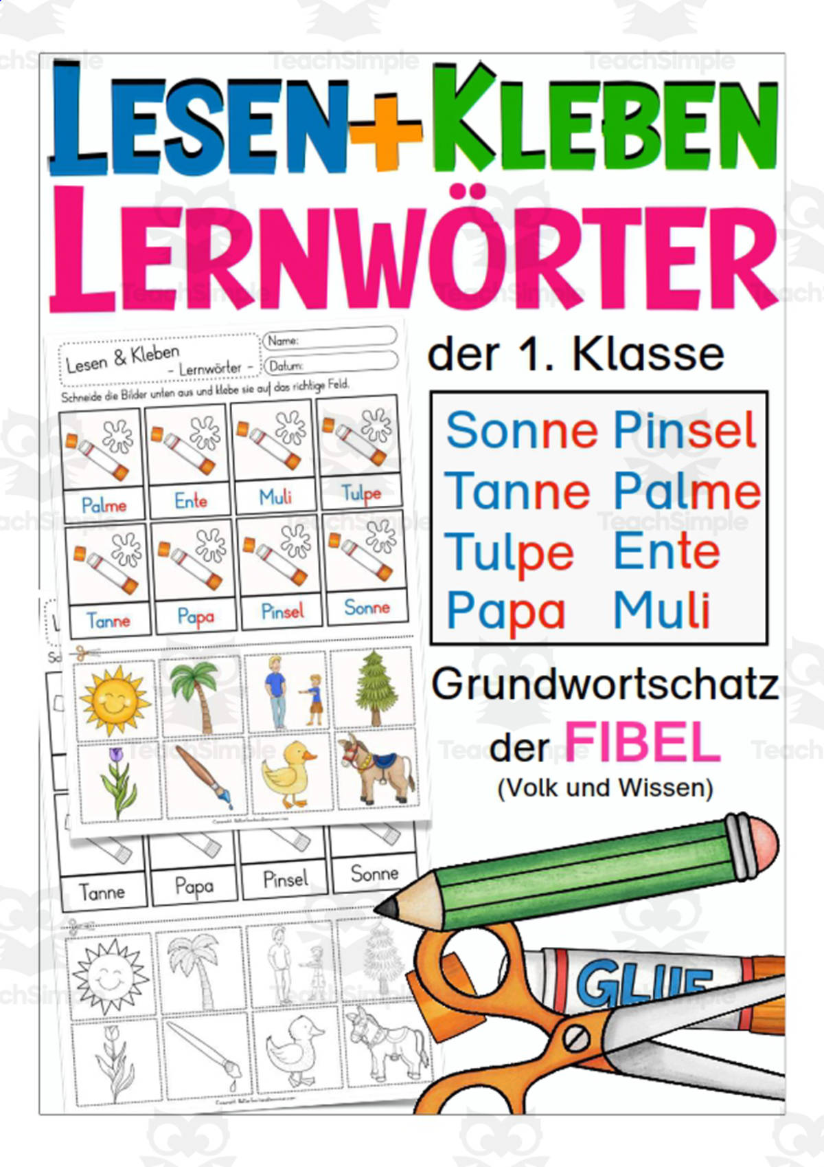 An educational teaching resource from Better Teaching Resources entitled German Cut & Glue Activity: People & Knowledge downloadable at Teach Simple.