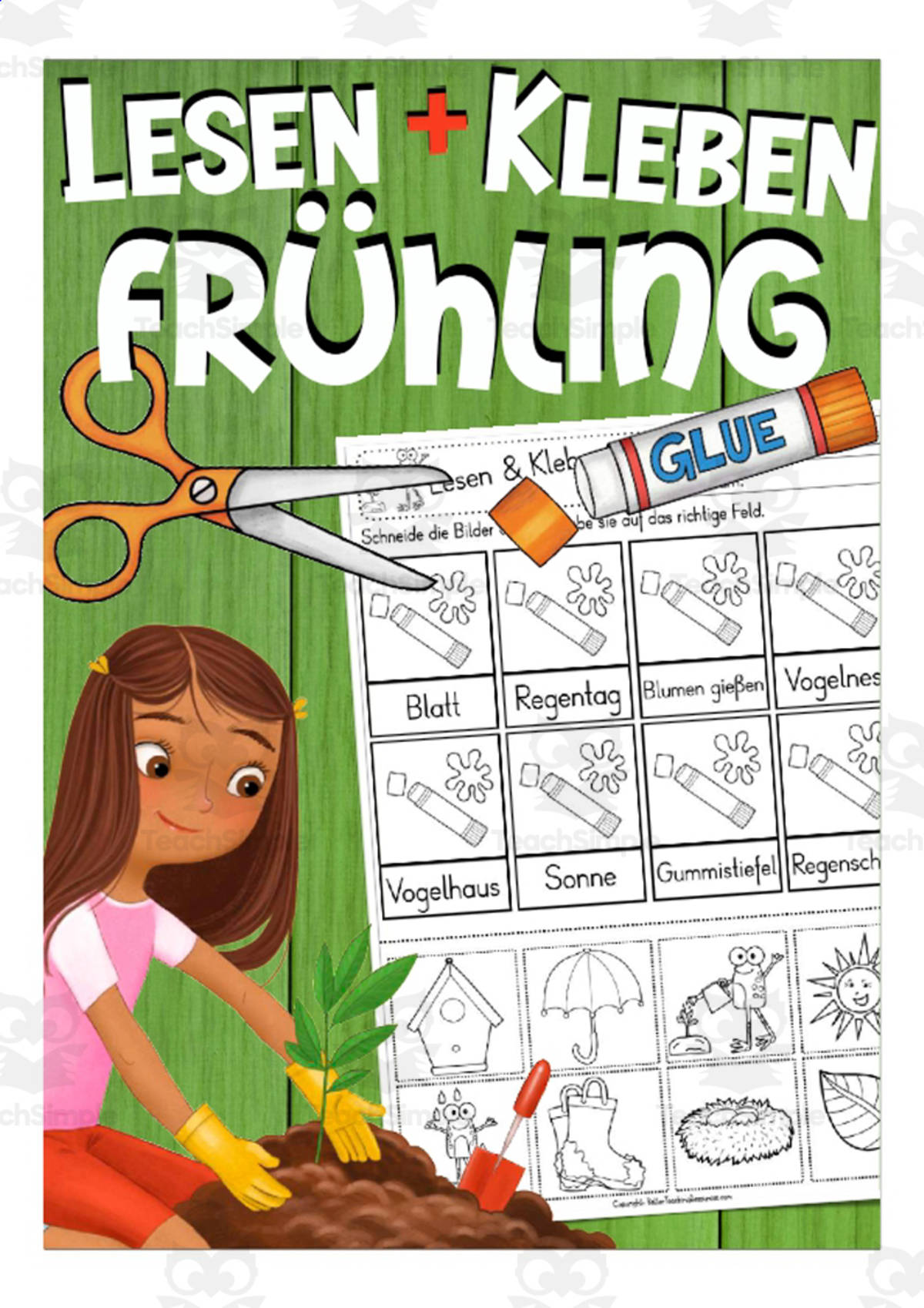 An educational teaching resource from Better Teaching Resources entitled German Cut & Glue Activity: Spring downloadable at Teach Simple.