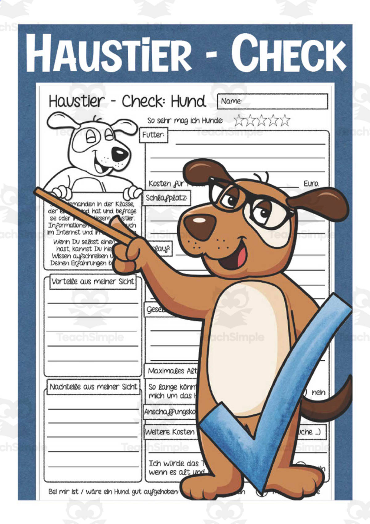 An educational teaching resource from Better Teaching Resources entitled German: Dog Fact Sheet Packet | Animal Worksheets downloadable at Teach Simple.