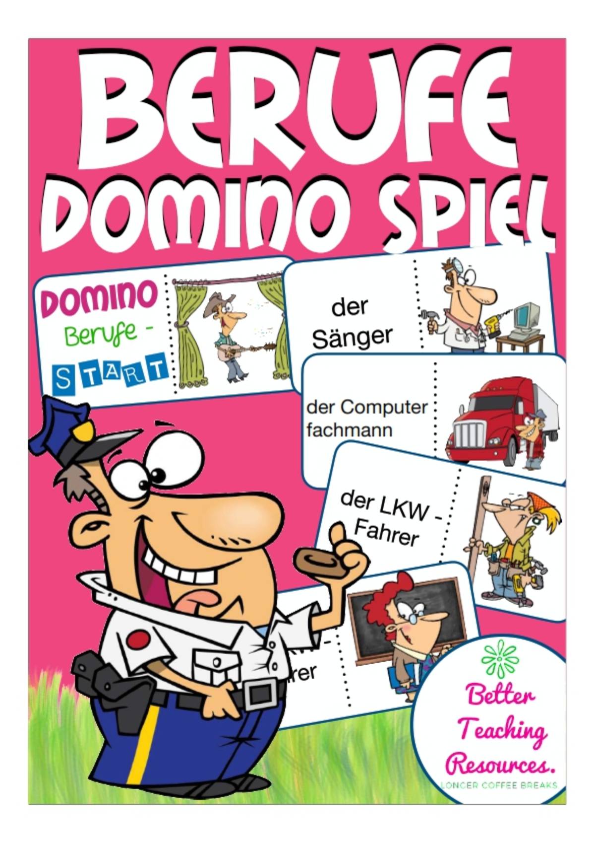 An educational teaching resource from Better Teaching Resources entitled German Dominoes: Jobs downloadable at Teach Simple.