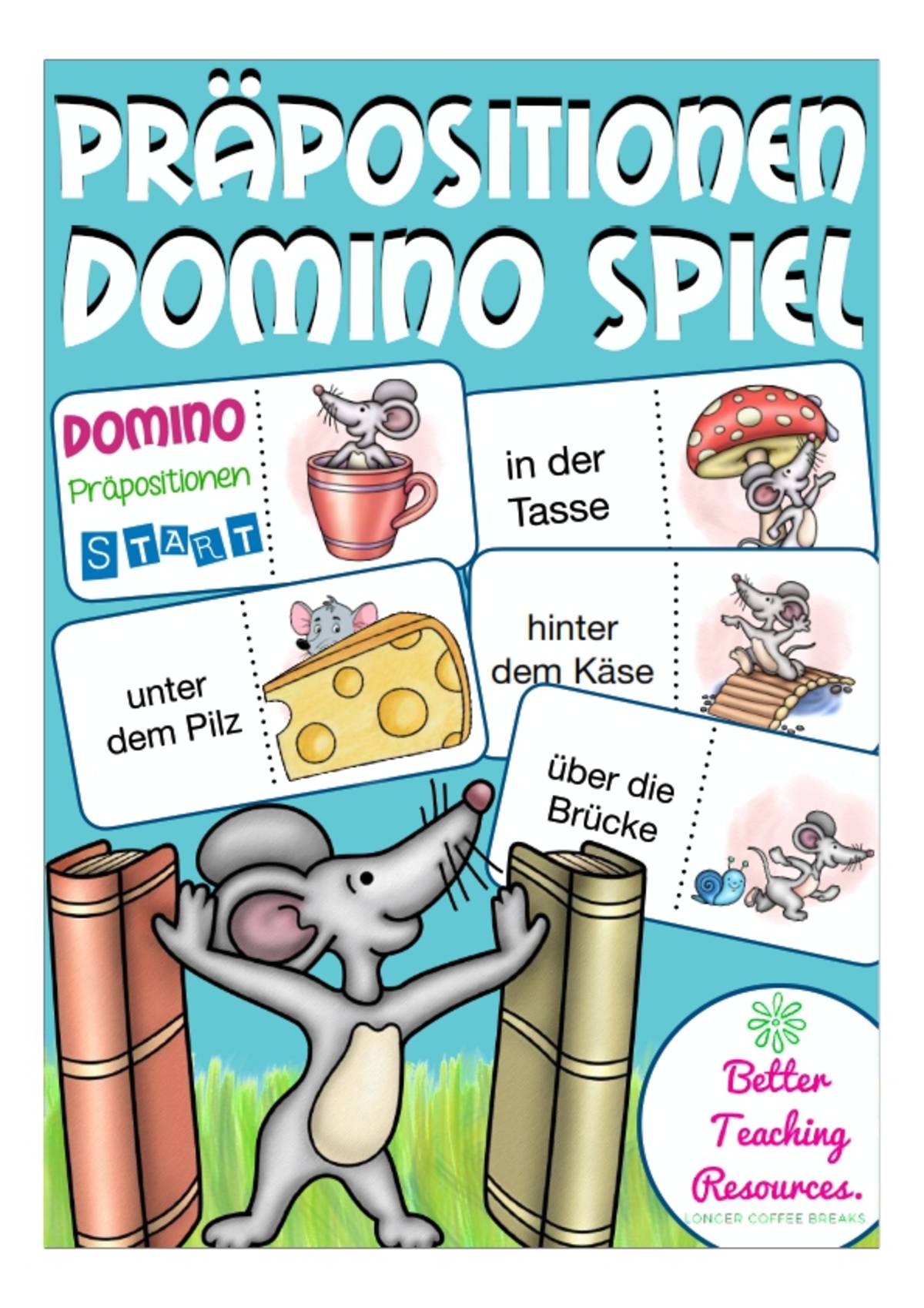 An educational teaching resource from Better Teaching Resources entitled German Dominoes: Prepositions downloadable at Teach Simple.