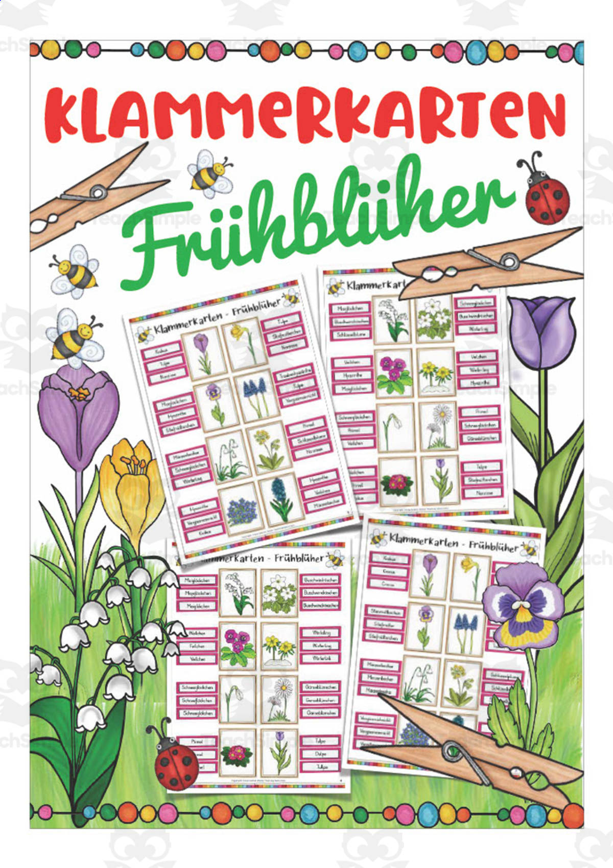 An educational teaching resource from Better Teaching Resources entitled German: Early Bloomers Clip Cards downloadable at Teach Simple.