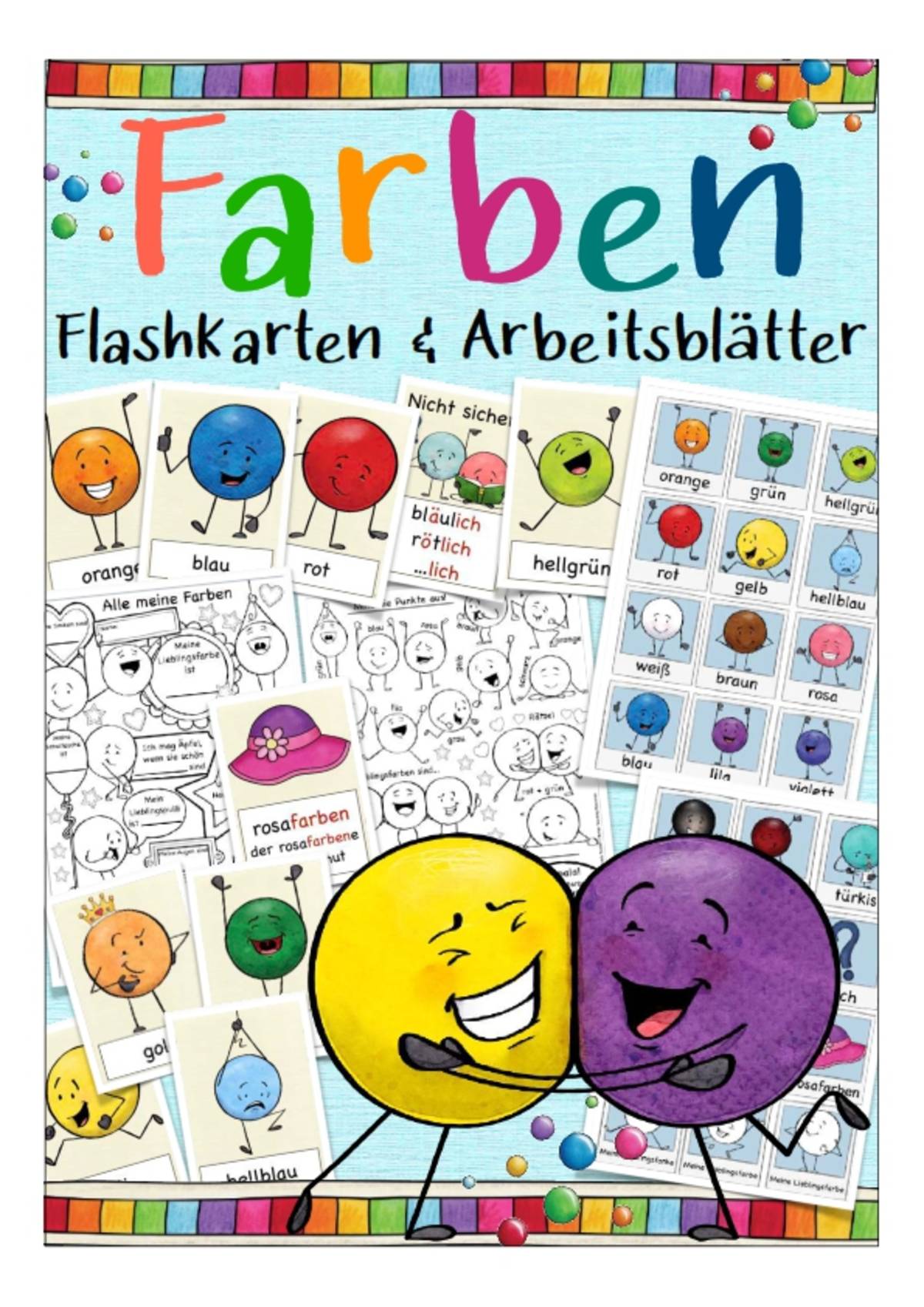 An educational teaching resource from Better Teaching Resources entitled German Flash Cards: Colors downloadable at Teach Simple.