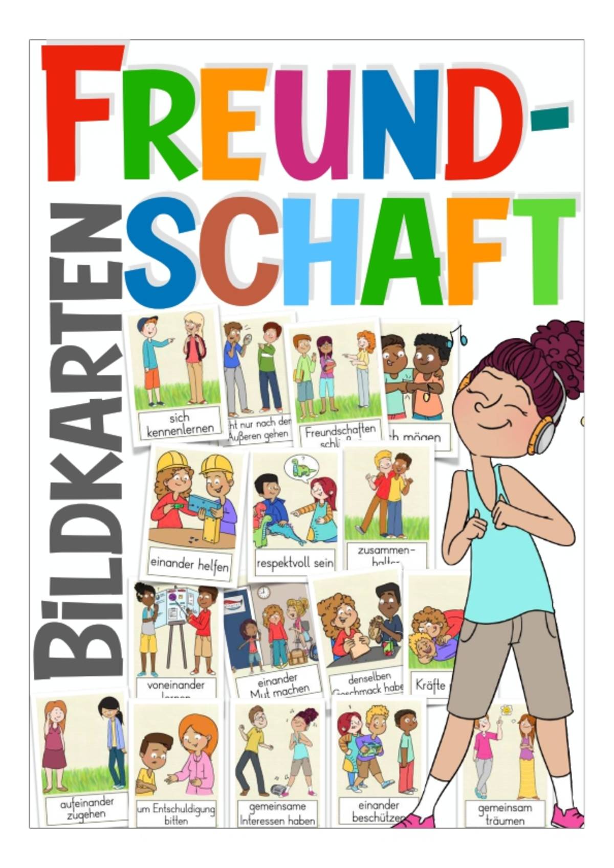 An educational teaching resource from Better Teaching Resources entitled German Flash Cards: Friendship downloadable at Teach Simple.
