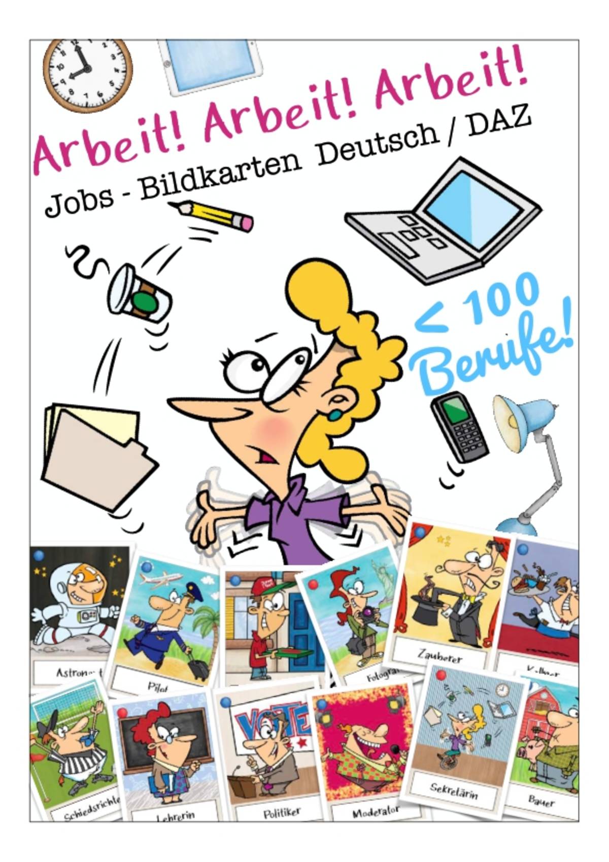 An educational teaching resource from Better Teaching Resources entitled German Flash Cards: Jobs / Careers downloadable at Teach Simple.
