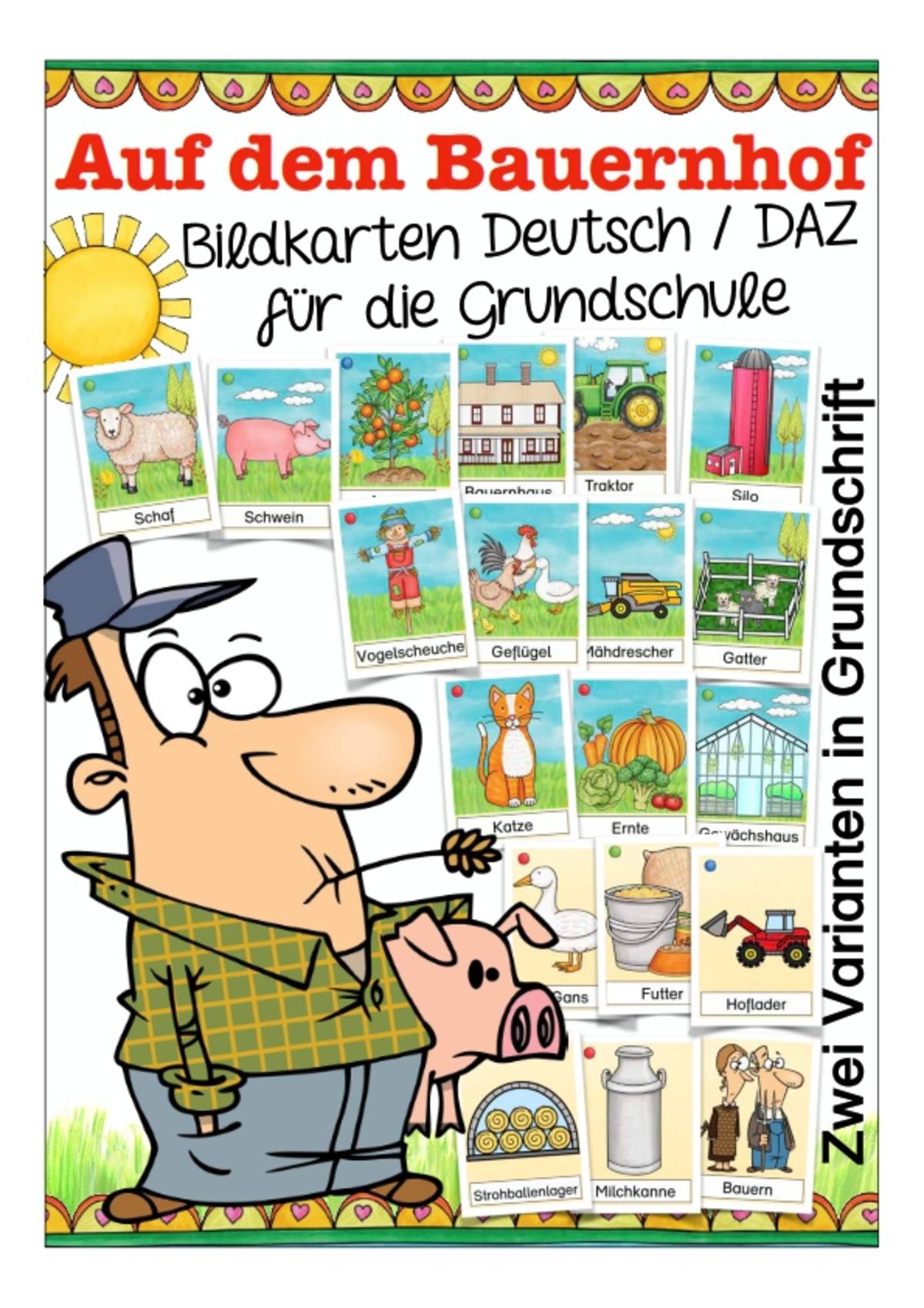An educational teaching resource from Better Teaching Resources entitled German Flash Cards: On the Farm downloadable at Teach Simple.